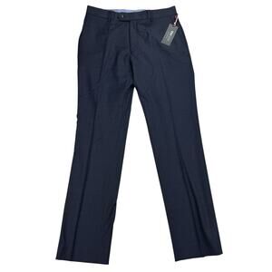 Tommy Hilfiger Mens TH Flex Ryland Modern Fit Plaid Dress Pants Navy Blue 32x32